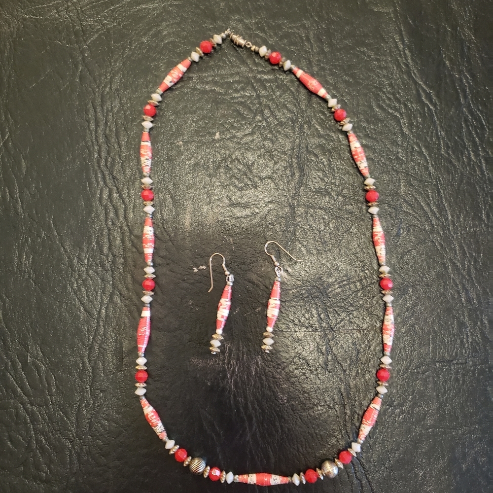 18" necklace with coordinating earrings
